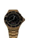 【中古】D&G◆クォーツ腕時計/アナログ/ステンレス/BLK/GLD//【服飾雑貨他】
