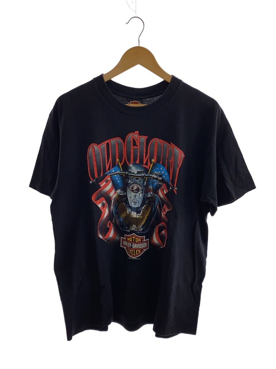 HARLEY DAVIDSON◆Tシャツ/L/コットン/BLK/1990/90s/HOLOUBEK