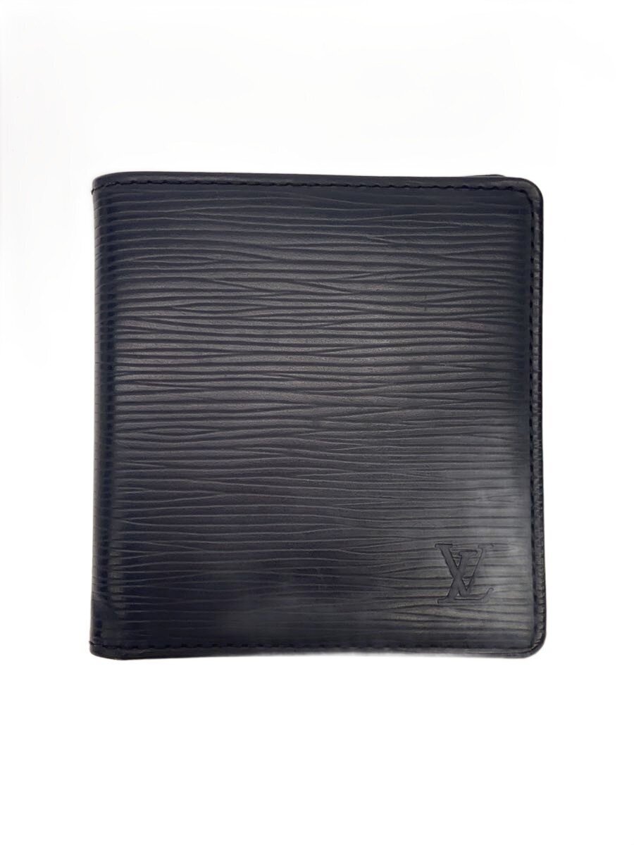 【中古】LOUIS VUITTON◆ポルト・ビエ・6カルト・クレディ_エピ/レザー/BLK/メンズ【服飾雑貨他】