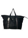 【中古】PRADA◆SACCA DA VIAGGIO IN NYLON E SAFFIANO/ボストンバッグ/ナイロン/BLK/V49【バッグ】