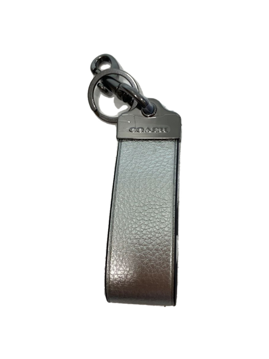 【中古】COACH◆キーホルダー/レザー/GRY/無地/メンズ/cp196【服飾雑貨他】
