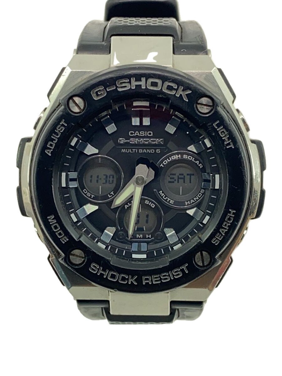 【中古】CASIO◆ソーラー腕時計・G-SHOCK/デジアナ/ラバー/BLK【服飾雑貨他】