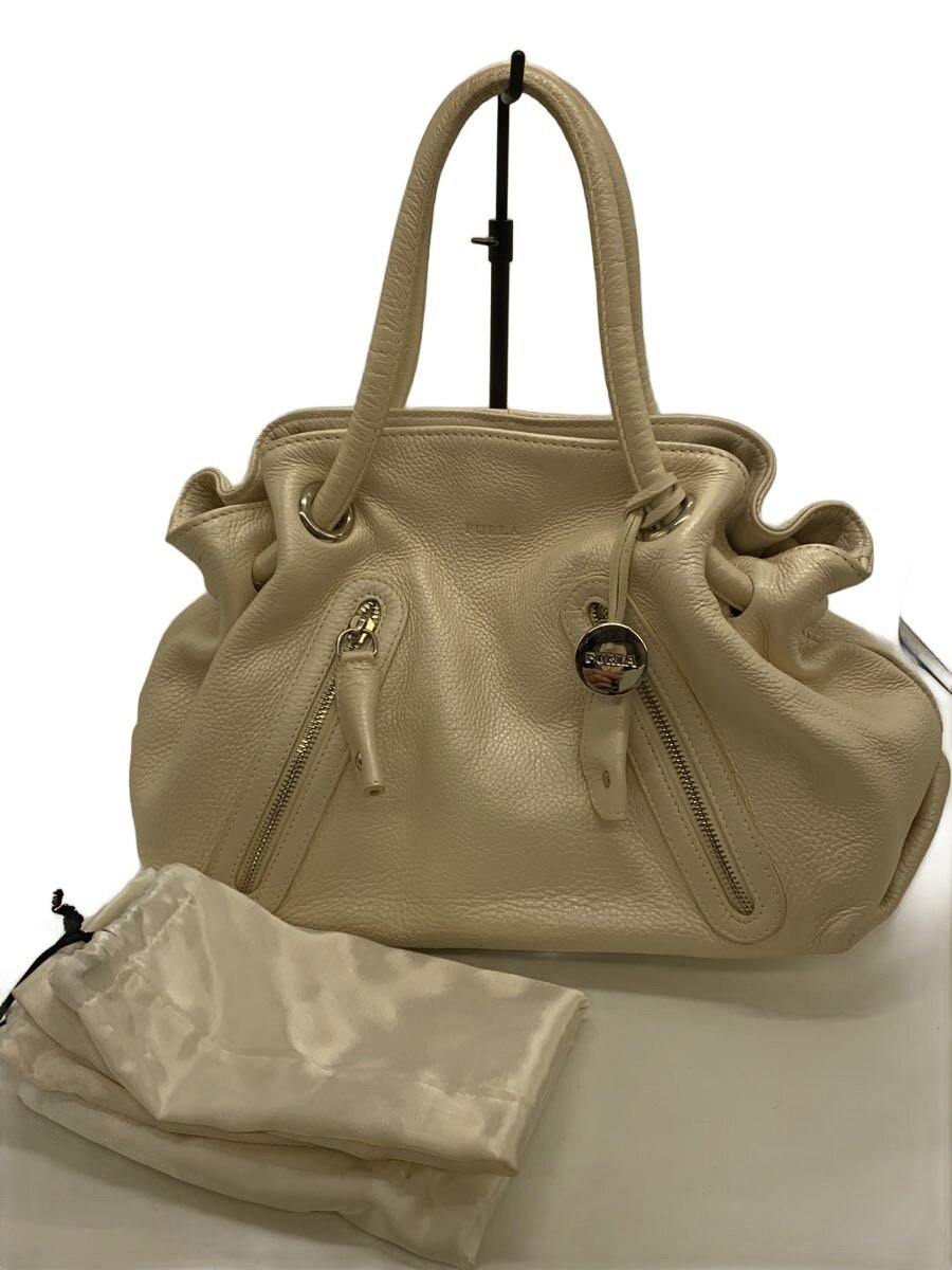 【中古】FURLA◆バッグ/レザー/WHT【�