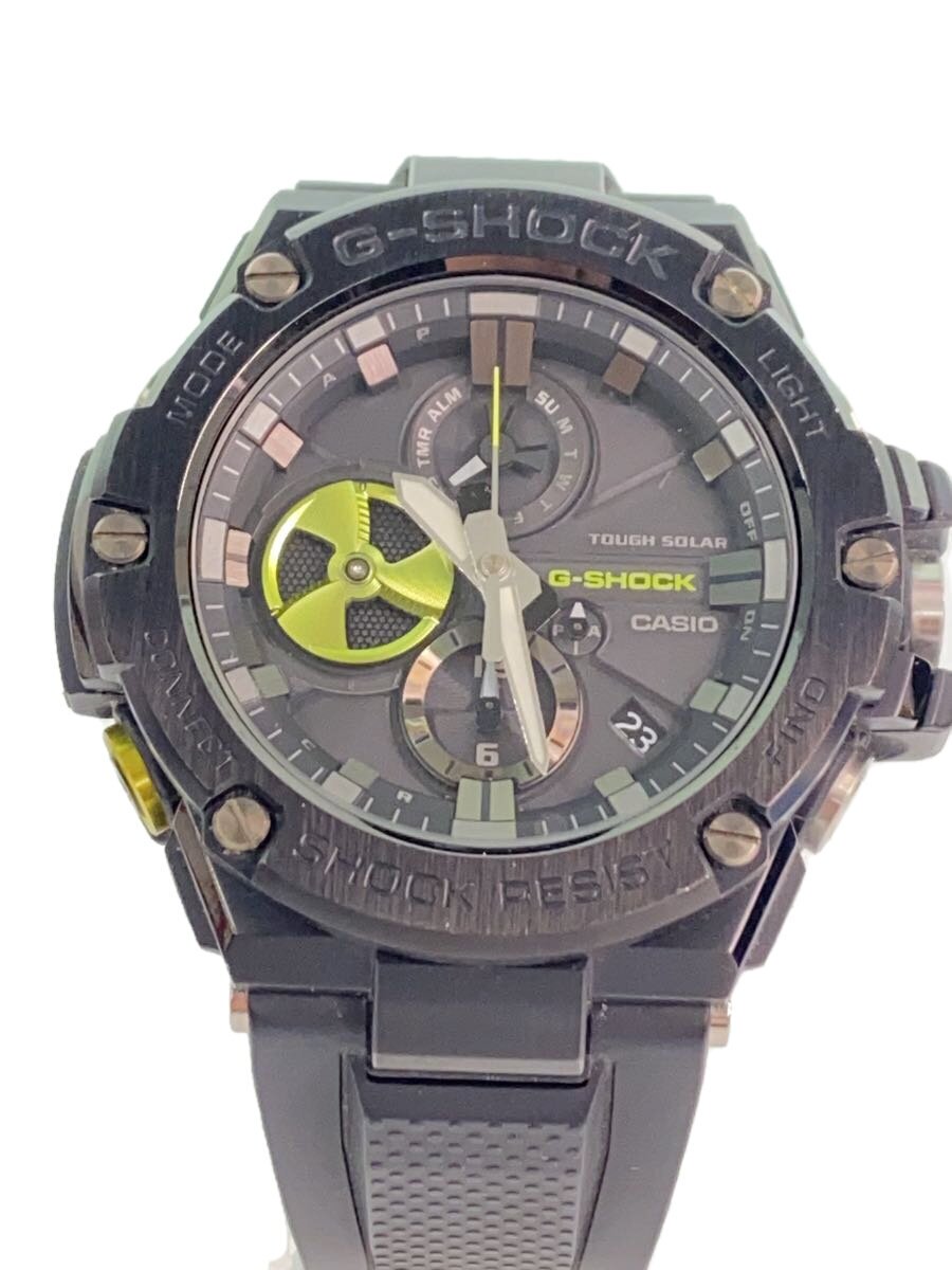 【中古】CASIO◆ソーラー腕時計_G-SHOCK/アナログ/ラバー/BLK/BLK【服飾雑貨他】