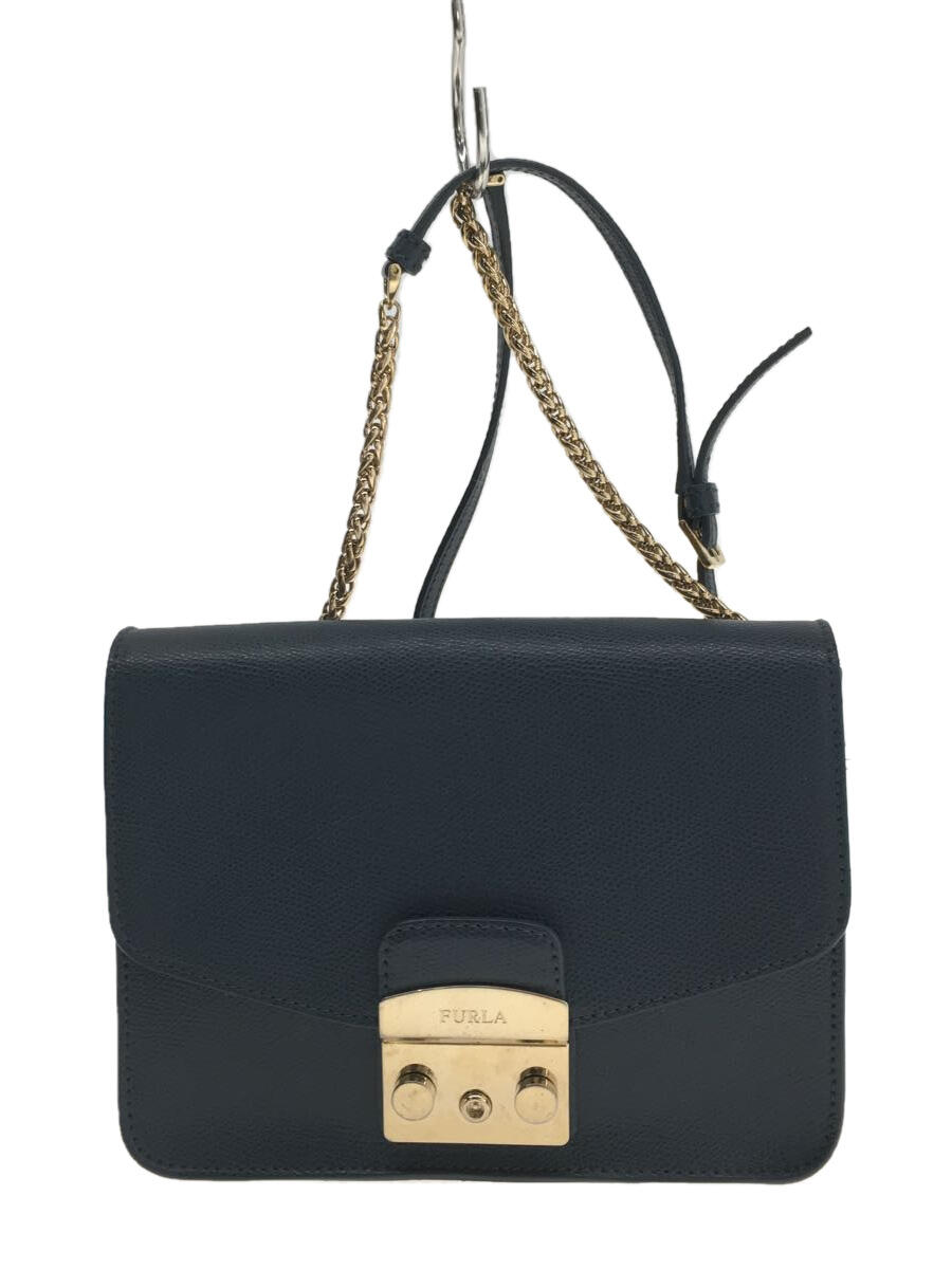 【中古】FURLA◆ショルダーバッグ/レザー/IDG/無地【バッグ】