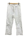 【中古】EURO VINTAGE◆イギリス/ボタンフライ/ボトム/MADE IN ENGLAND/30/リネン/WHT/無地【メンズウェア】