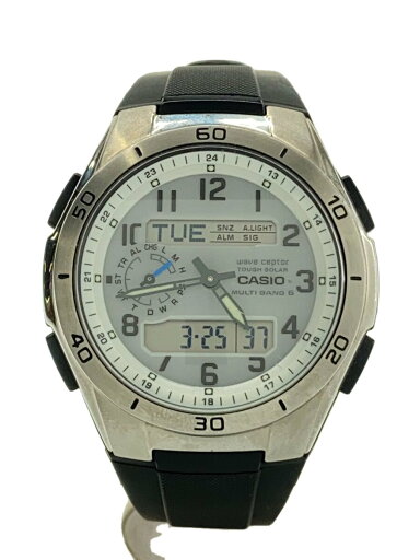 【中古】CASIO◆ソーラー腕時計/デジアナ/ラバー/SLV/BLK/WVA-M650【服飾雑貨他】 【中古】CASIO◆ソーラー腕時計/デジアナ/ラバー/SLV/BLK/WVA-M650【服飾雑貨他】