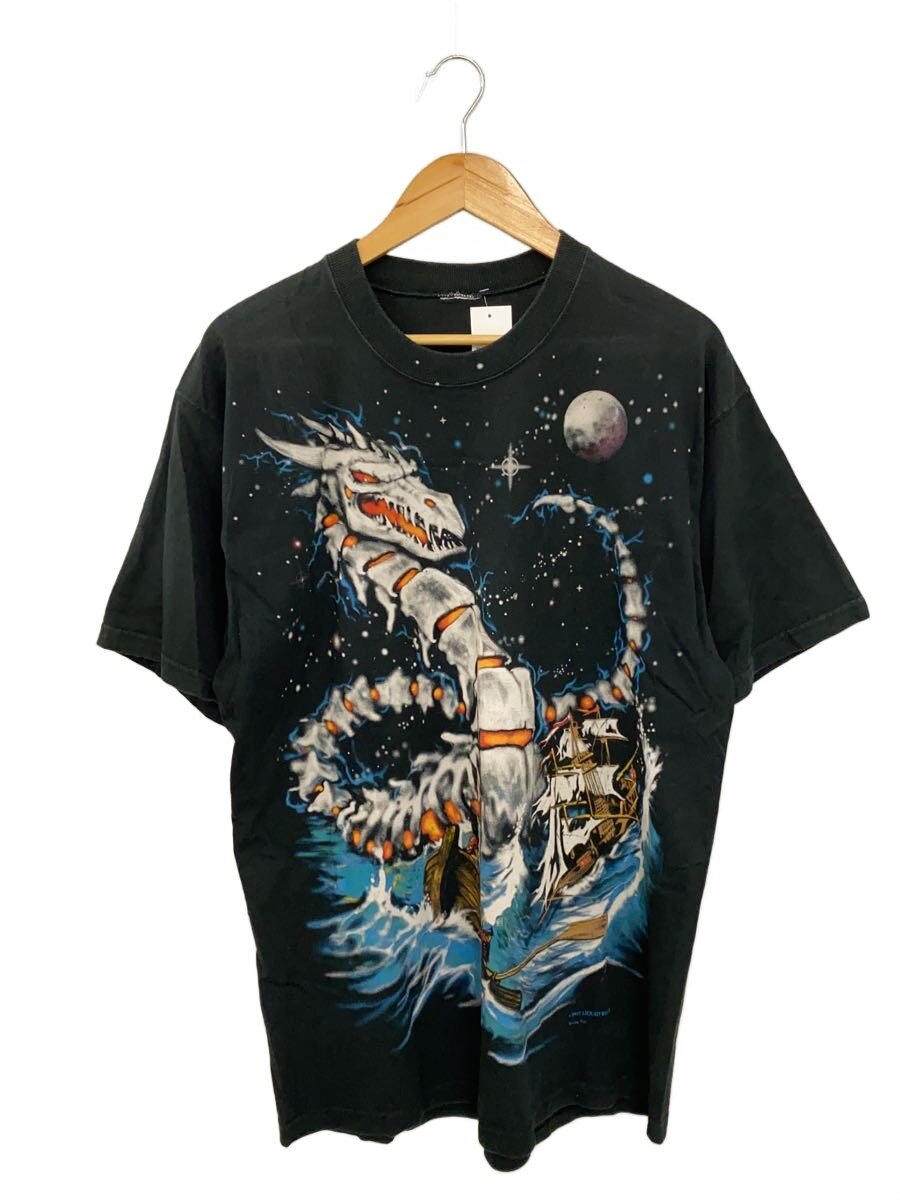 【中古】LIQUID BLUE◆90s/Brian Fox/97年/大判プリント/コピーライト有/Tシャツ//BLK【メンズウェア】