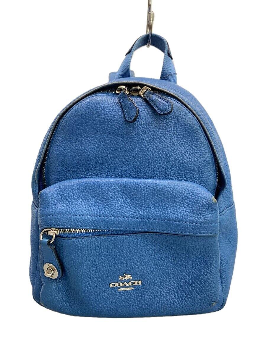 【中古】COACH◆リュック/--/BLU/無地/37590/角擦れ・ダメージ有【バッグ】