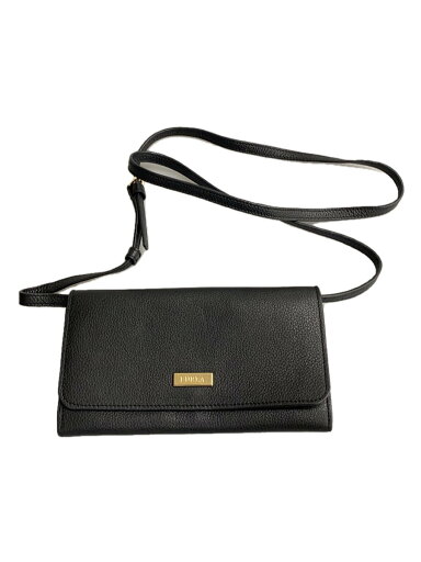 【中古】FURLA◆ショルダー長財布/レザー/BLK/無地/レディース【服飾雑貨他】 【中古】FURLA◆ショルダー長財布/レザー/BLK/無地/レディース【服飾雑貨他】