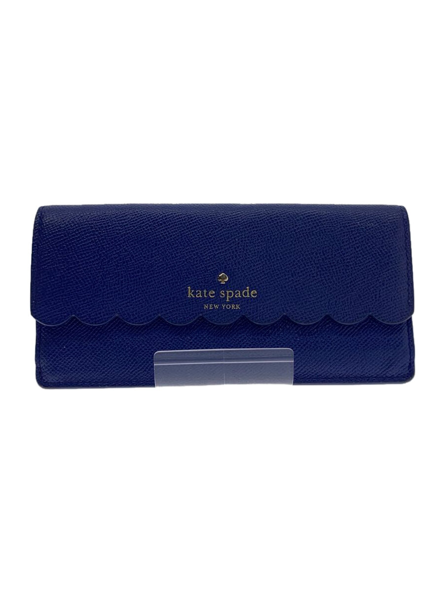【中古】kate spade new york◆長財布/レザー/BLU/レディース【服飾雑貨他】