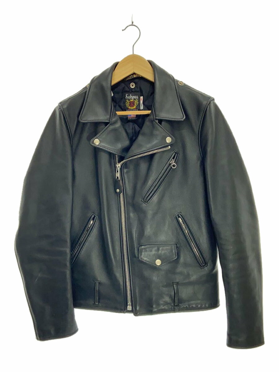 【中古】Schott◆ダブルライダースジャケット/36/牛革/BLK/7164【メンズウェア】