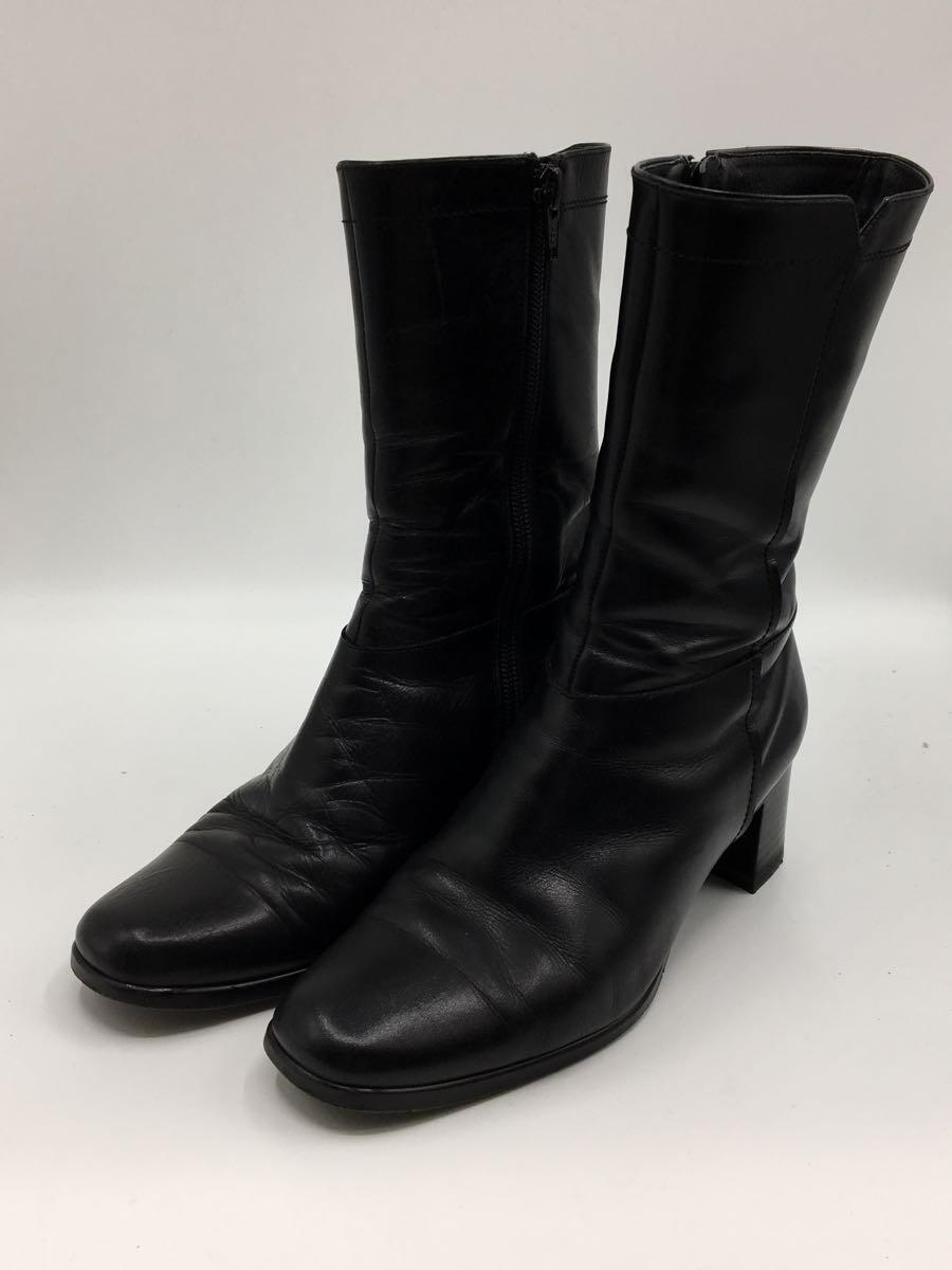 【中古】Yoshinoya GINZA◆ブーツ/22.5cm/BLK/レザー【シューズ】 2