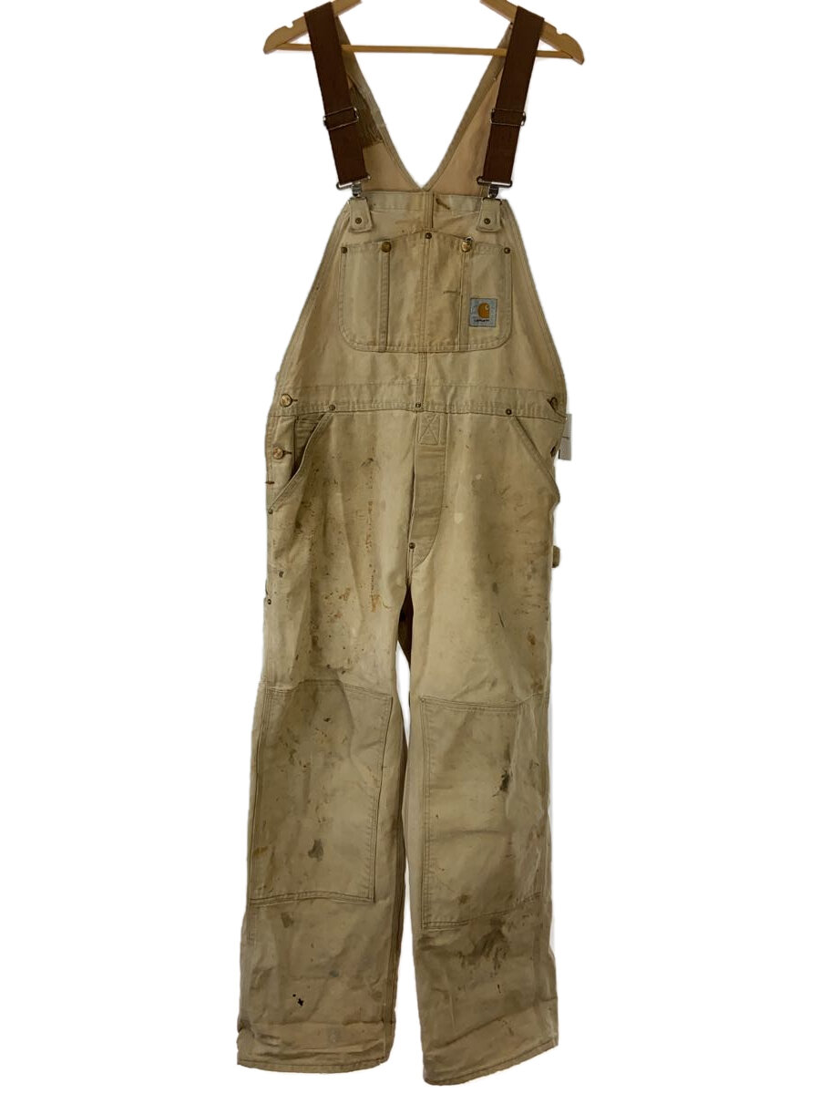 【中古】Carhartt◆オーバーオール/--/コットン/KHK/無地【メンズウェア】