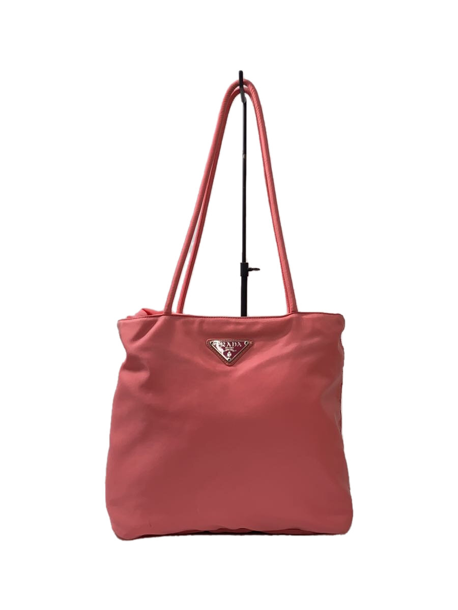 【中古】PRADA◆トートバッグ/ナイロン/PNK/無地【バッグ】