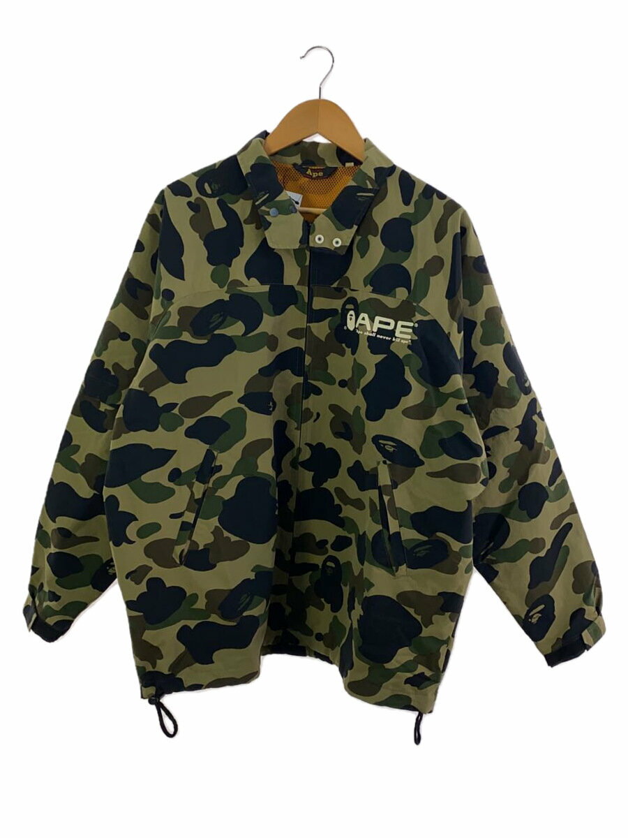 【中古】A BATHING APE◆90s/レインジャケット/初期/黒タグ/ジャケット/M/ポリエステル/グリーン/カーキ/カモフラ【メンズウェア】