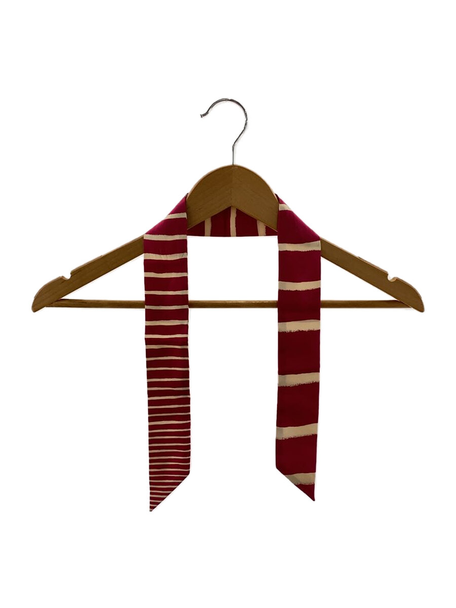【中古】HERMES◆ツイリースカーフ/シルク/PNK/ボーダー/レディース/汚れ//【服飾雑貨他】