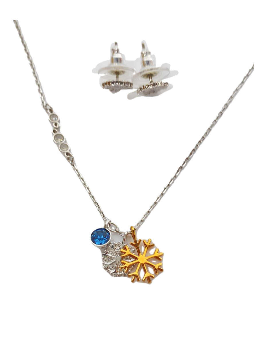 【中古】Swarovski◆ネックレス/雪の結晶/スワロフスキー/ブルー/青/トップ有/レディース【服飾雑貨他】