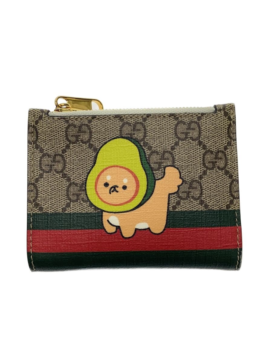 【中古】GUCCI◆コンパクトウォレット_GGスプリーム_アニマル/PVC/BEG/総柄/レディース【服飾雑貨他】