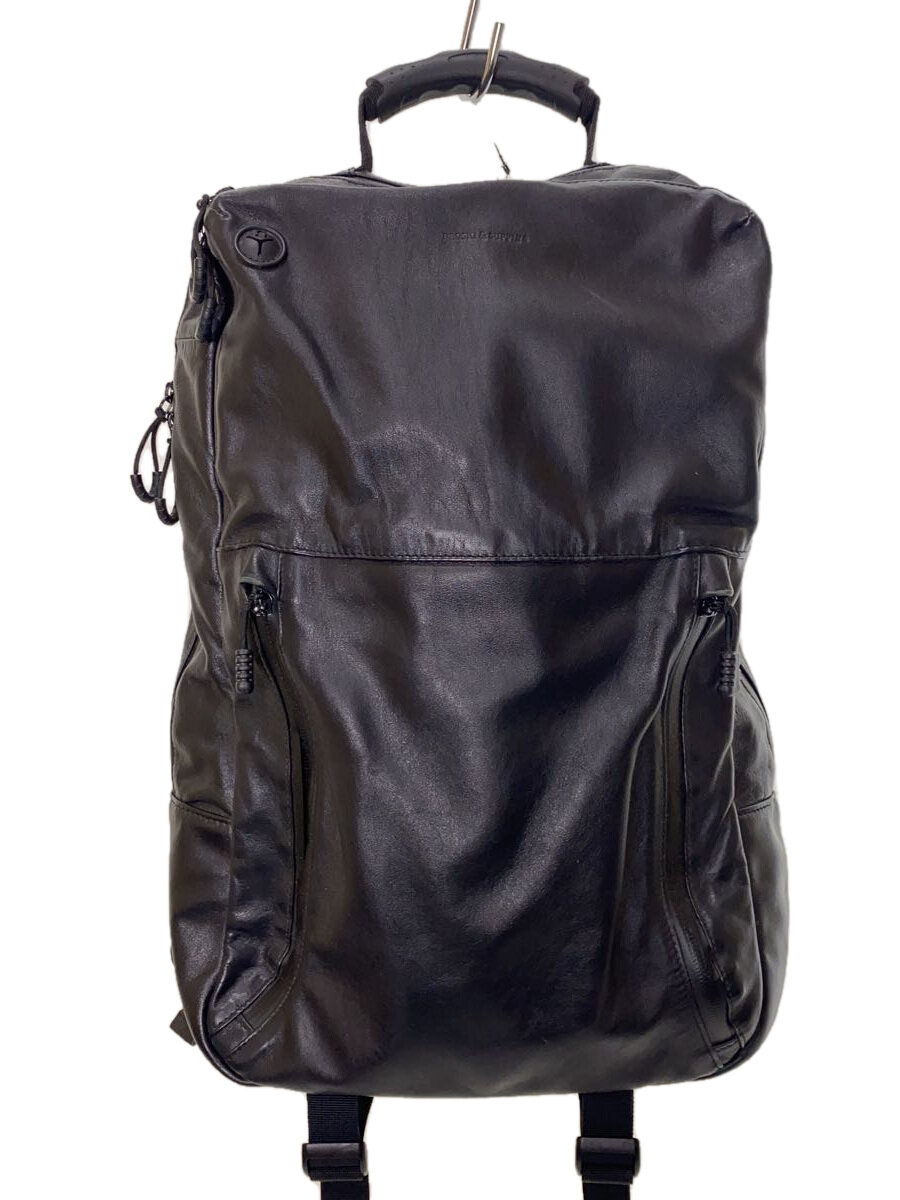 【中古】BROSKI AND SUPPLY◆リュック/レザー/BLK/無地/リュック/レザー/BLK/無地【バッグ】