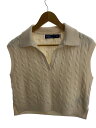 【中古】POLO RALPH LAUREN◆ニットベスト(薄手)/S/ウール/IVO/シルク混/クロップドケーブルニット【レディースウェア】