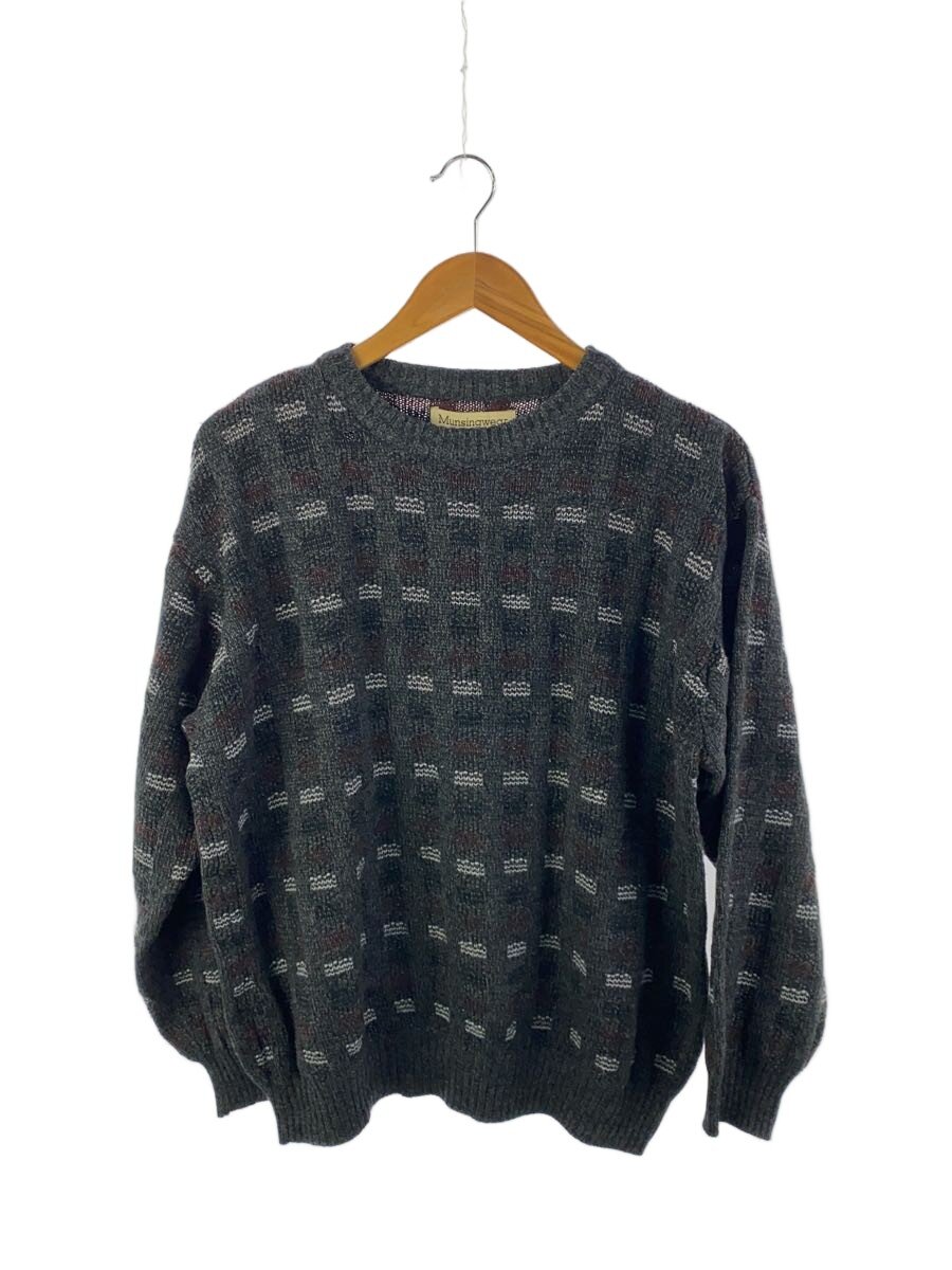 【中古】ニット・セーター(厚手)/L/アクリル/GRY/総柄【メンズウェア】