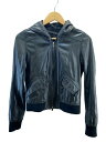 【中古】theory◆レザーパーカー/ジップパーカー/--/レザー/BLK【レディースウェア】