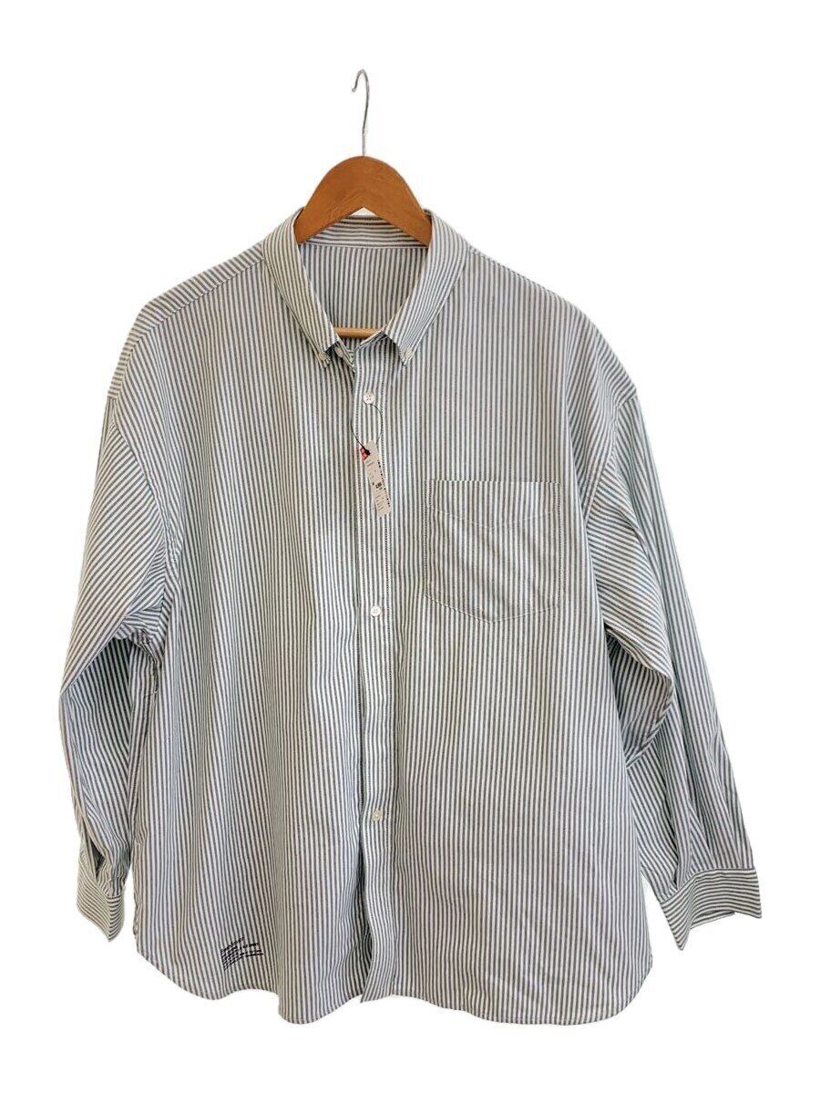 FreshService◆長袖シャツ/M/ポリエステル/GRN/ストライプ/FSC251-50003B