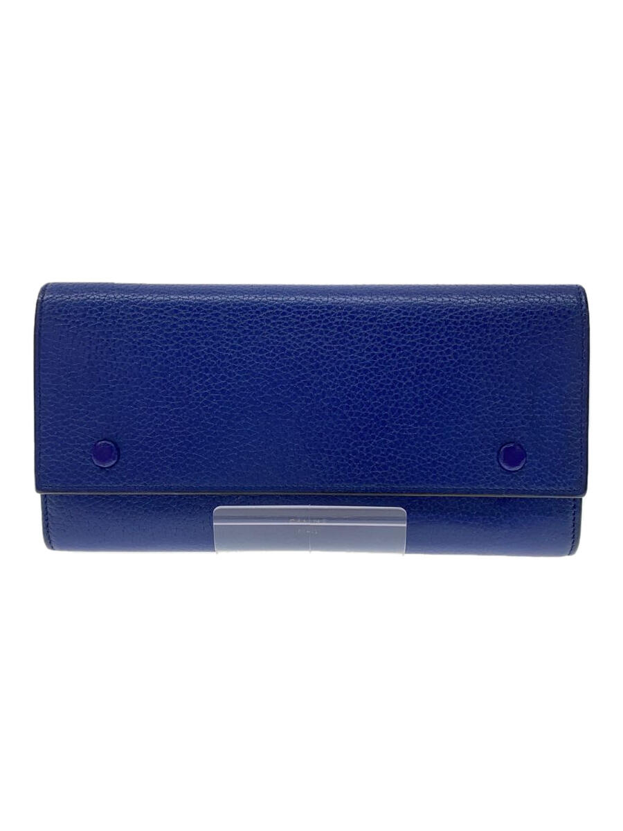 【中古】CELINE◆長財布/レザー/BLU/無地/レディース//【服飾雑貨他】