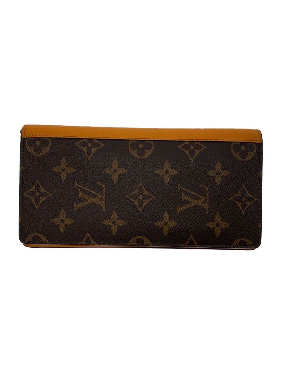 【中古】LOUIS VUITTON◆ポルト・フォイユ・ブラザNM_モノグラム・マカサー_BRW_サフランオレンジ/レーヨン/BRW/メンズ//【服飾雑貨他】