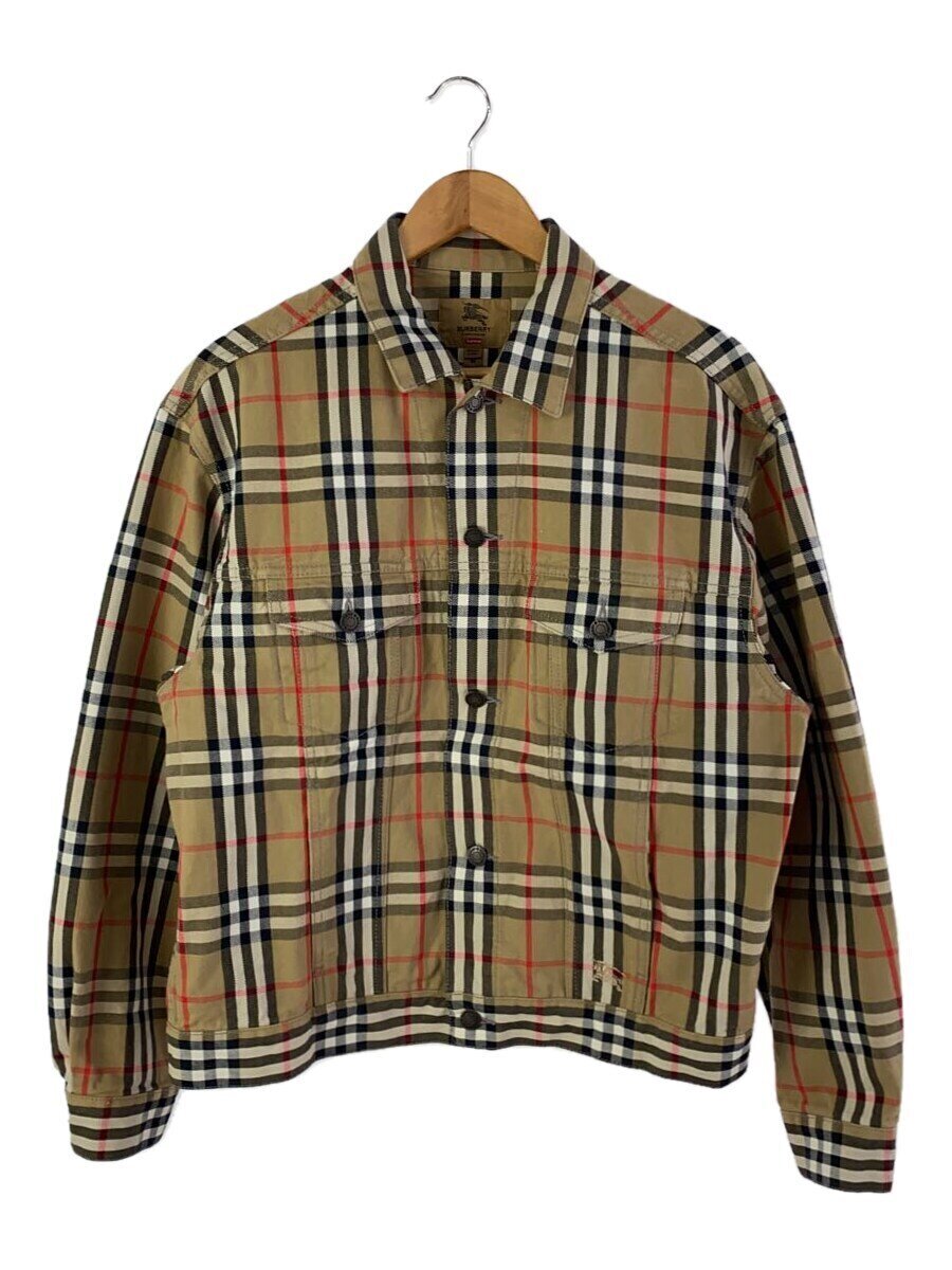 【中古】Supreme◆22SS/Burberry Denim Trucker Jacket/Gジャン/M/デニム/BEG/チェック//【メンズウェア】