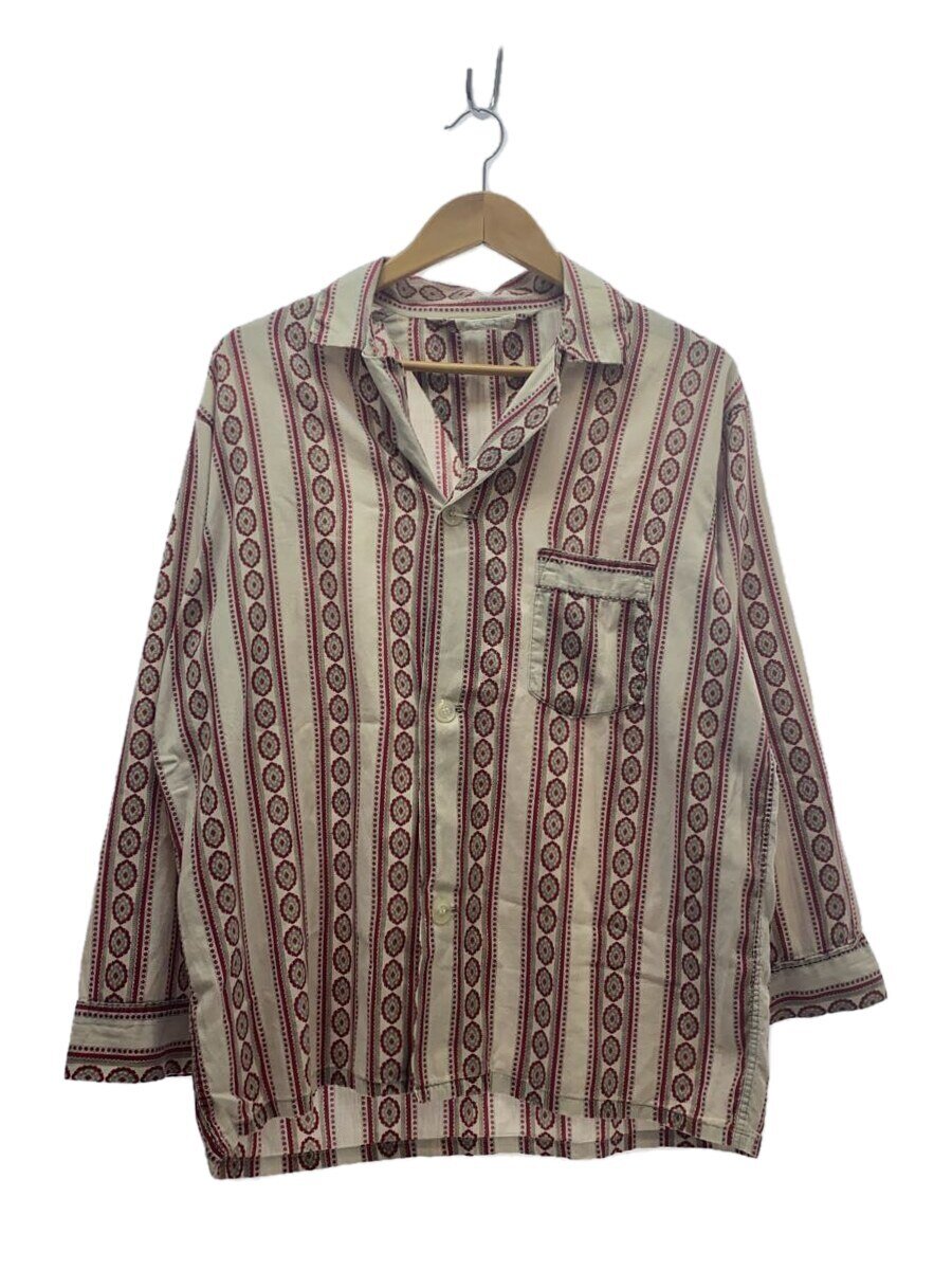 【中古】BRENT◆襟付近ダメージ/汚れ有/50s-60s/スリーピングシャツ/M/コットン/レッド/総柄【メンズウェア】