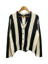 【中古】STUSSY◆カーディガン(厚手)/M/アクリル/WHT/ボーダー/117186【メンズウェア】