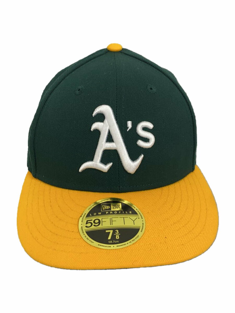 【中古】NEW ERA◆キャップ/7 3/8/ポリエステル/GRN/無地/メンズ/アスレチックス【服飾雑貨他】