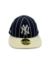 【中古】NEW ERA◆キャップ/7 1/4/ポリエステル/BLK/ストライプ/メンズ【服飾雑貨他】