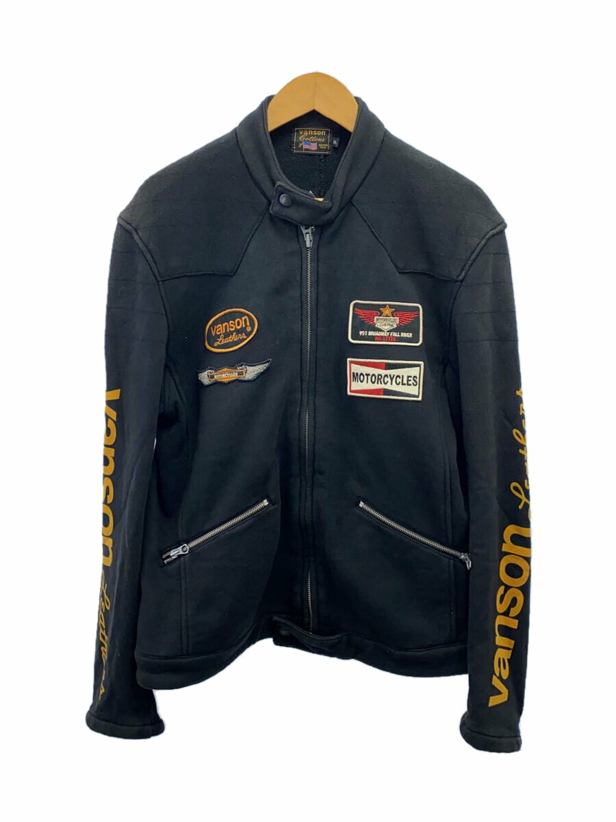 【中古】VANSON◆ブルゾン/XL/コットン/BLK【メンズウェア】