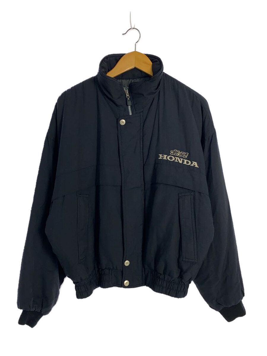 【中古】HONDA◆ジャケット/L/ナイロン/BLK/無地/無限HONDA左袖穴あき有り【メンズウェア】