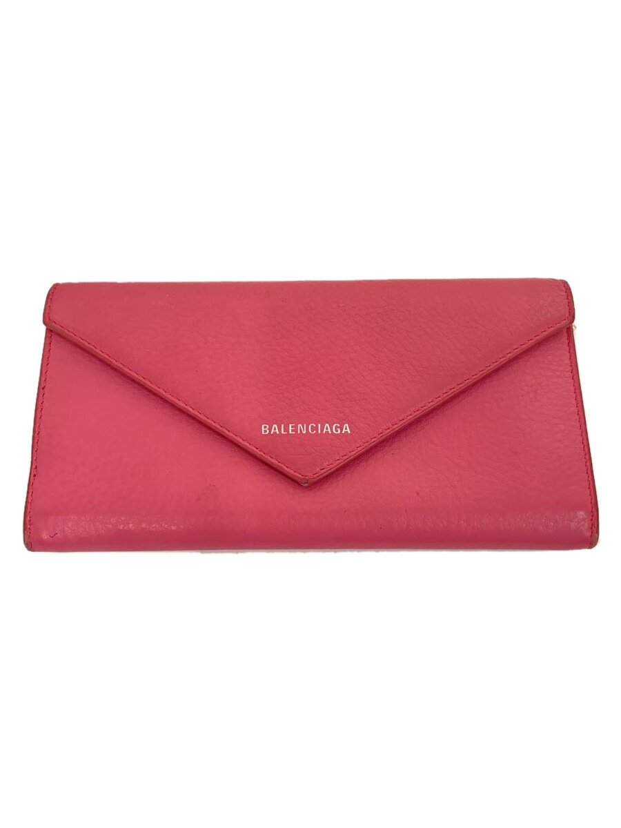【中古】BALENCIAGA◆長財布/レザー/ピンク/無地/レディース//【服飾雑貨他】