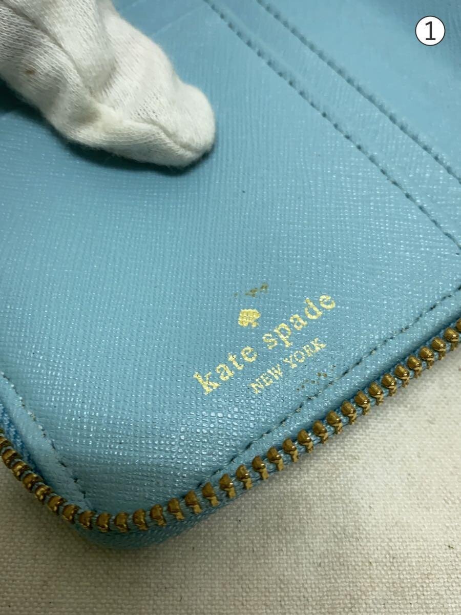 【中古】kate spade new york◆財布/牛革/BLU/無地/レディース/PWRU3900【服飾雑貨他】