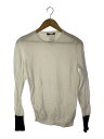 【中古】YOKO CHAN◆袖バイカラー/バック素材切替/長袖カットソー/38/コットン/WHT/YCN-14SS-022【レディースウェア】