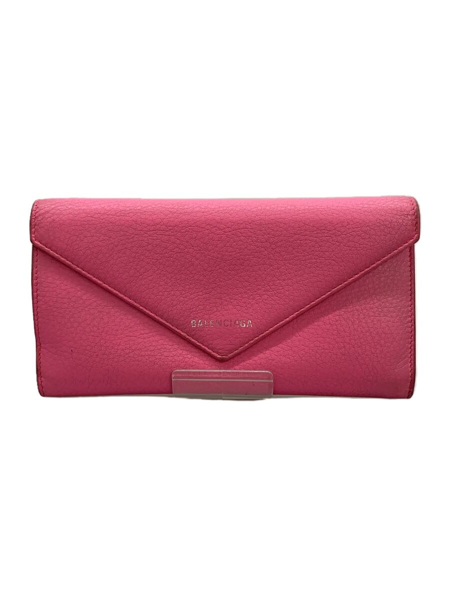 【中古】BALENCIAGA◆長財布/レザー/PNK/無地/レディース/4992075503v527545//【服飾雑貨他】