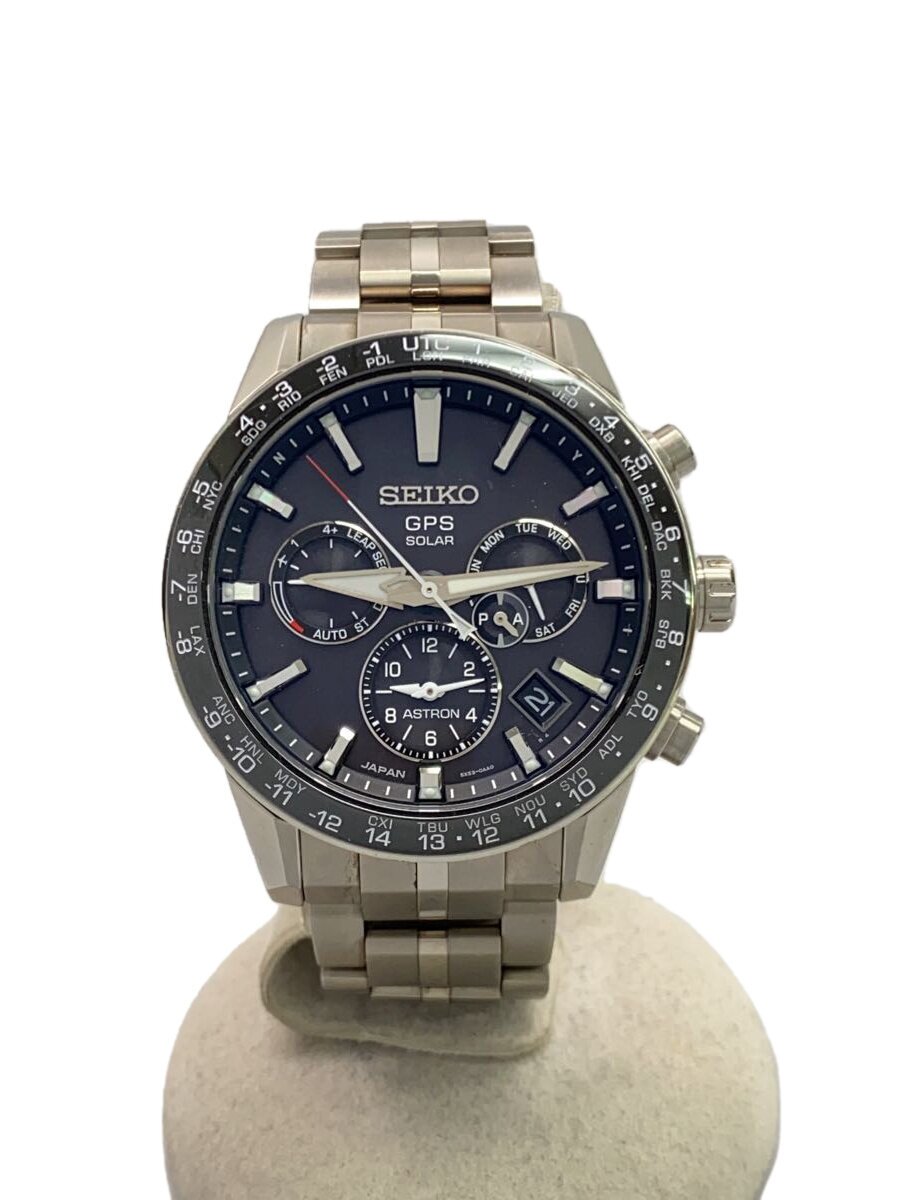 【中古】SEIKO◆Astron/ソーラー腕時計/アナログ/ステンレス/BLK/5X53-0AB0【服飾雑貨他】