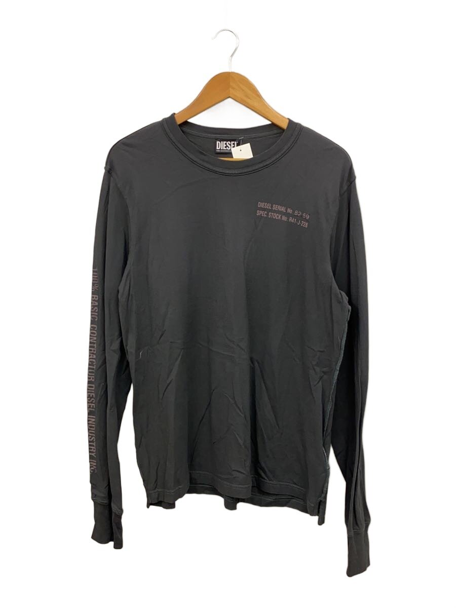 DIESEL◆長袖Tシャツ/M/コットン/GRY/無地/T-JUBIND-LS-SLITS