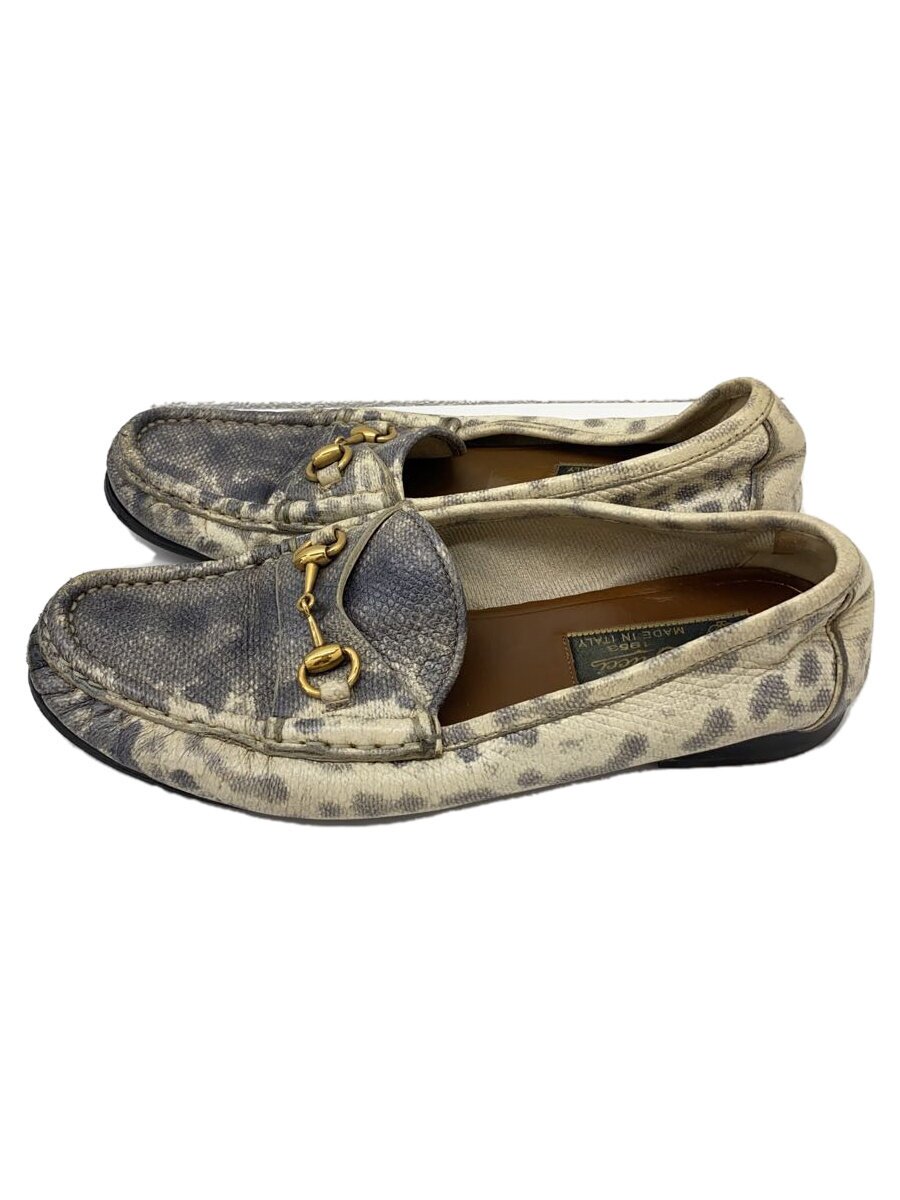 【中古】GUCCI◆オールド ビットローファー Vibram上張り 総柄/35.5/ホワイト/レザー【シューズ】