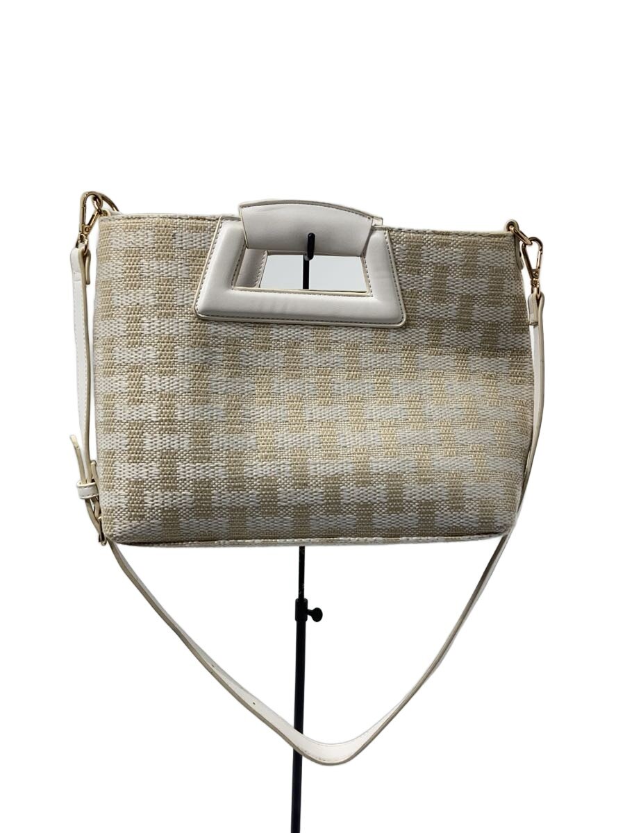 【中古】NATURAL BEAUTY BASIC◆ショルダーバッグ/--/WHT/チェック【バッグ】