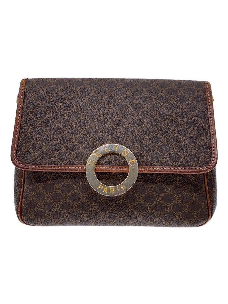 【中古】CELINE◆ショルダーバッグ/PVC/BRW/総柄/M11【バッグ】(4.0)