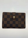 【中古】LOUIS VUITTON◆ポルト・フォイユ・ヴィエノワ_ダミエ・エベヌ_BRW/PVC/ブラウン/MI4059【服飾雑貨他】