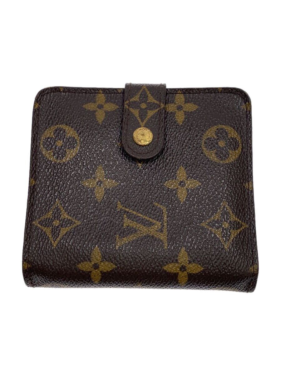 【中古】LOUIS VUITTON◆コンパクト・ジップ_モノグラム・キャンバス_BRW/PVC/BRW/レディース//【服飾雑貨他】(4.0)