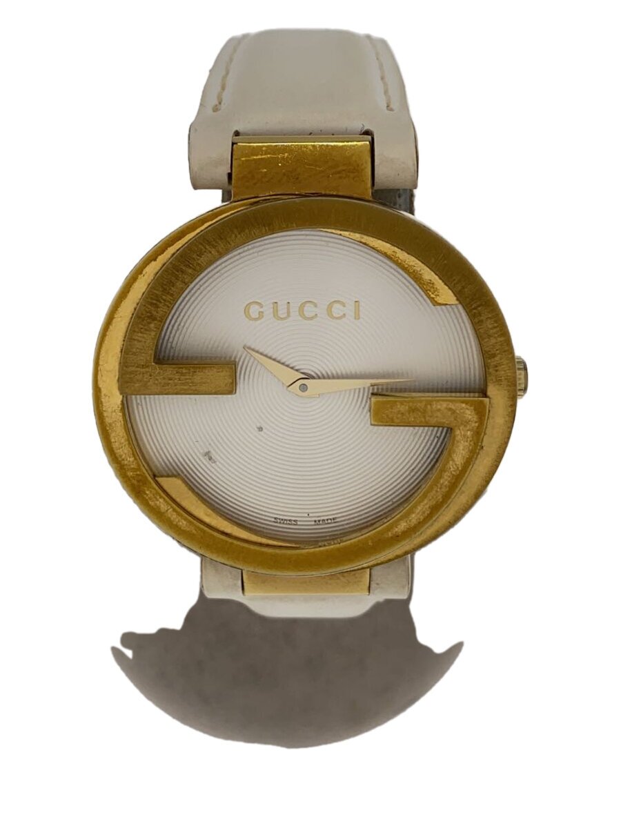 【中古】GUCCI◆クォーツ腕時計/アナログ/レザー/CRM/133.3【服飾雑貨他】