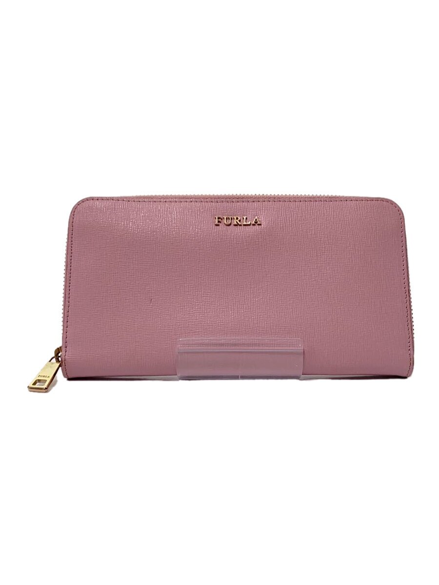【中古】FURLA◆長財布/レザー/PNK/無地/レディース/961567【服飾雑貨他】